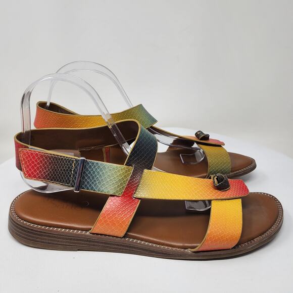 Franco Sarto Glenni Sandals Women 9.5M Multicolor Snake Faux Leather Open Toe - Picture 2 of 10